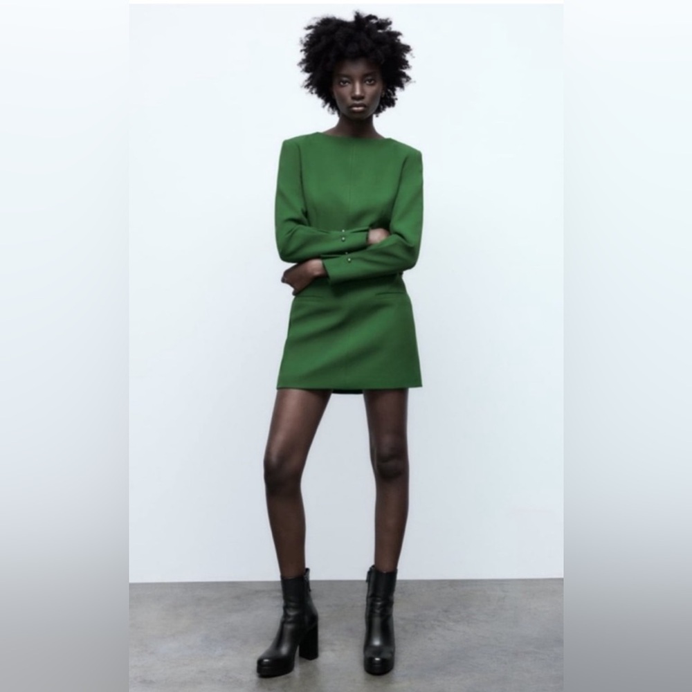 NWOT Zara Tailored Mini Shift Dress Size XS Emerald Green